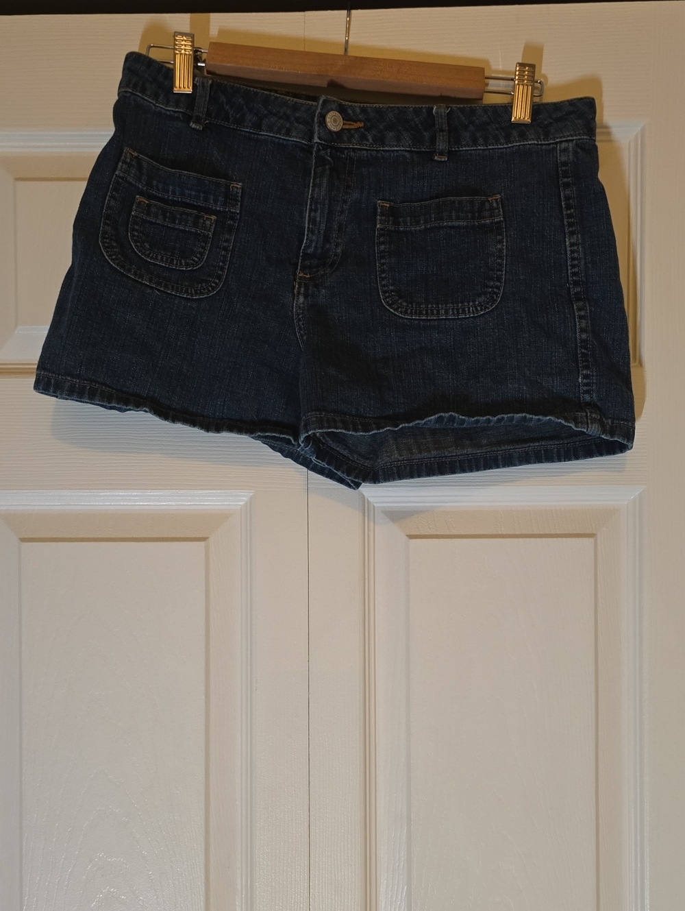 Old Navy Dark Shorts Women's Size 8 Blue Denim Jean Shorts 100% Cotton Y2k